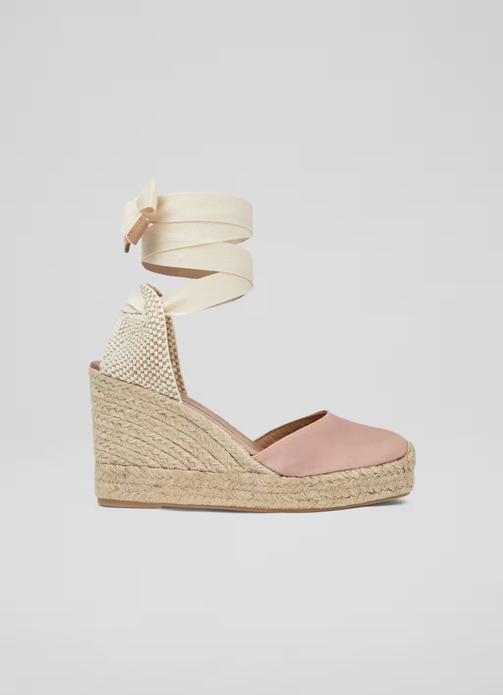 Esmerelda Pink Satin Espadrille Wedges | L.K. Bennett (UK)