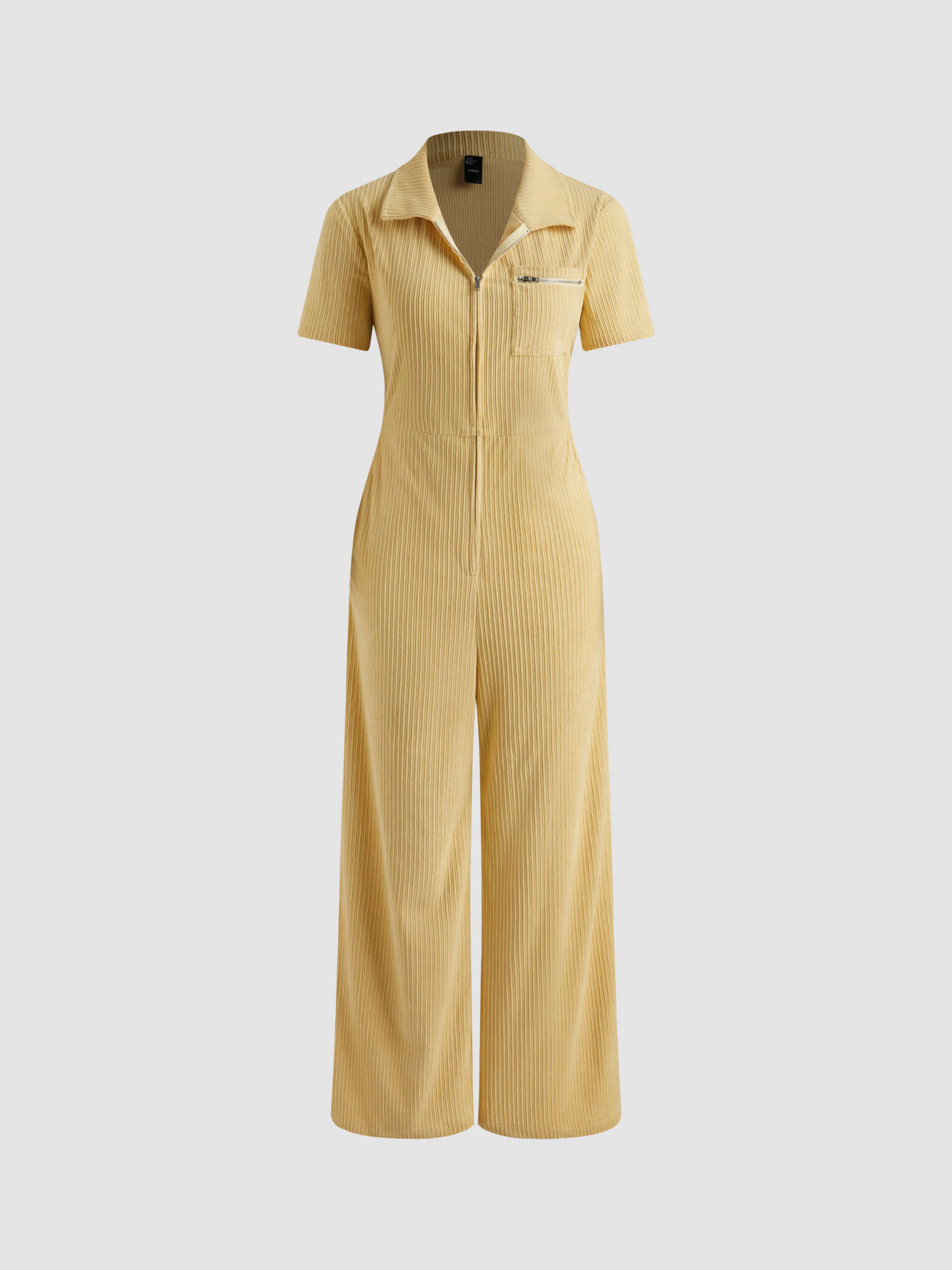 Collar Solid Zipper Jumpsuit | Cider