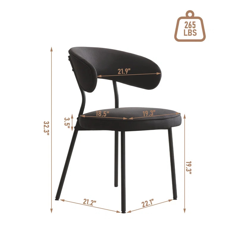 Madaline Dining Chairs, Fabric Upholstered Kitchen Dining Room Chairs with Mid Back and Metal Leg... | Wayfair North America