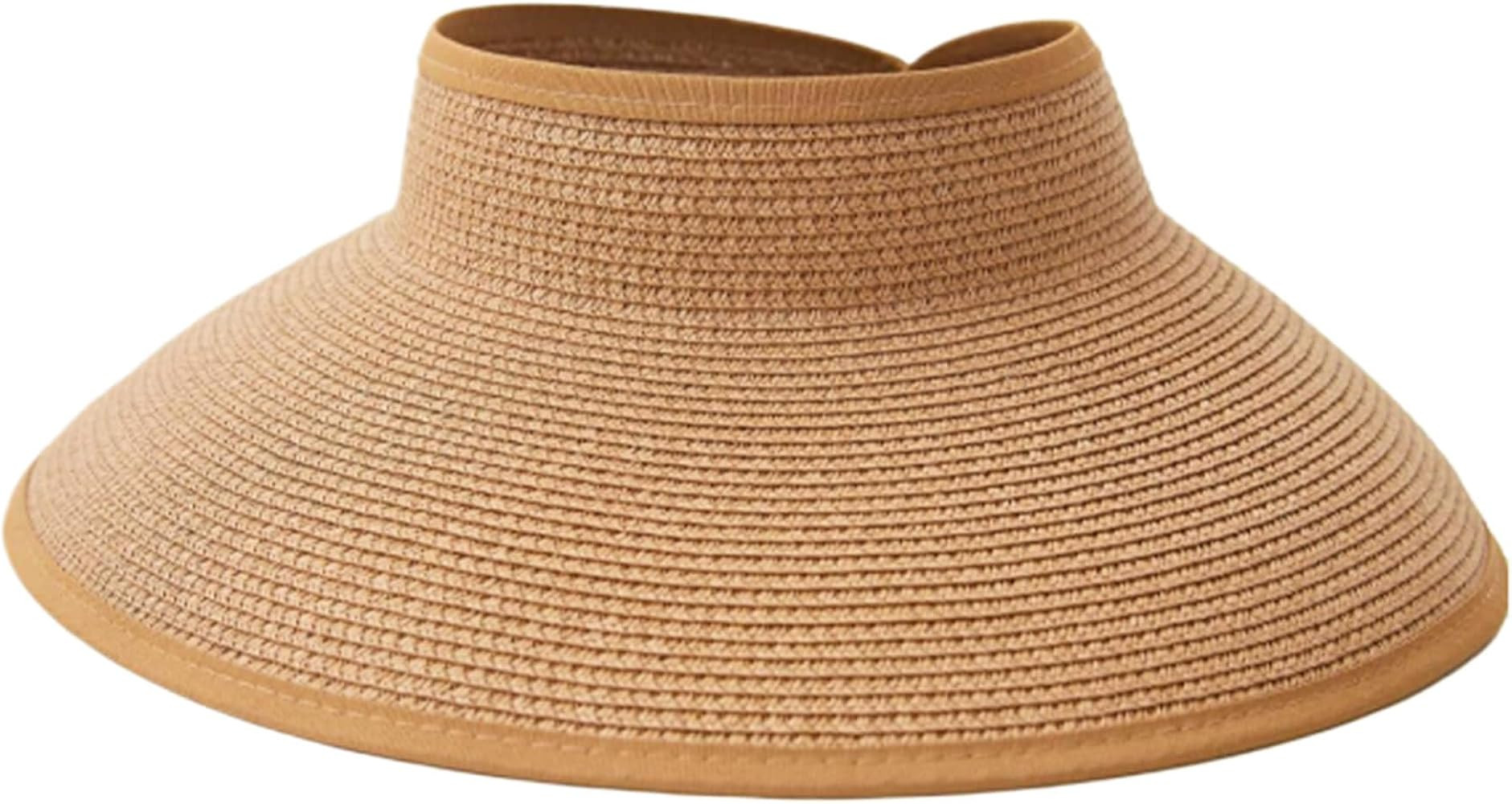 OTPEH Women Packable Beach Sun Straw Hats Wide Brim Visor Sunhat Travel Foldable Summer UV Protec... | Amazon (US)