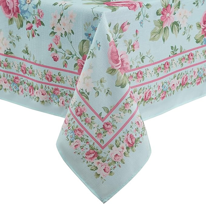 Elrene Home Fashions Spring Summer Vintage Floral Garden Cottage Border Fabric Rectangle Tableclo... | Amazon (US)