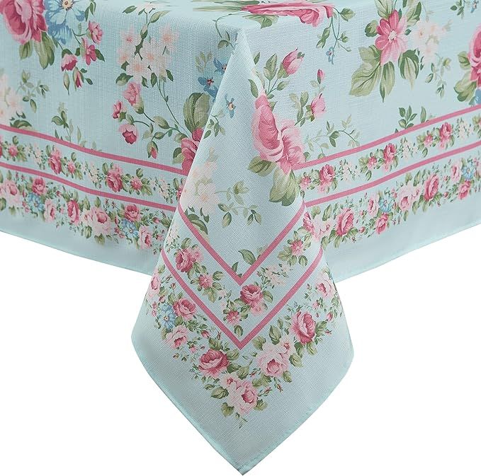 Elrene Home Fashions Spring Summer Vintage Floral Garden Cottage Border Fabric Rectangle Tableclo... | Amazon (US)