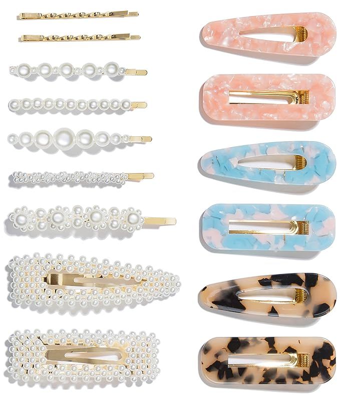 15 Pcs Pearl Hair Clip for Women Acrylic Hair Clips Gifts for Friends Handmade Pearl Hair Pins fo... | Amazon (US)