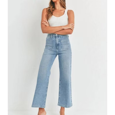 Women's Patch Pocket Wide Leg Jeans - JUST BLACK DENIM 29 | Target