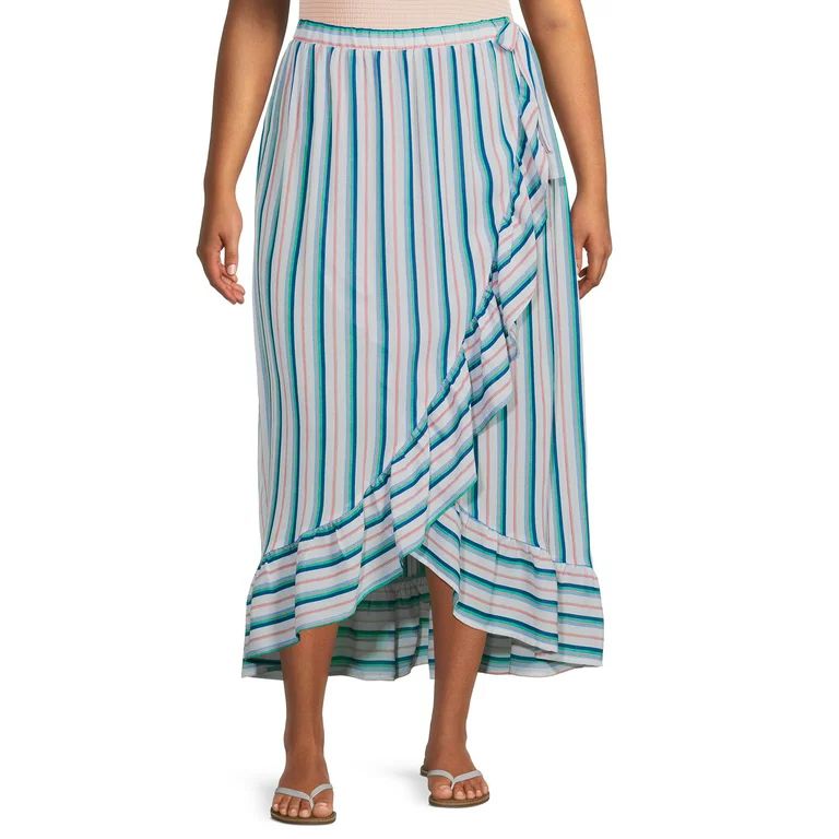 Time and Tru Women's and Women's Plus Size Ruffle Trim Skirt Coverup | Walmart (US)