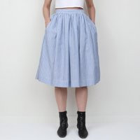 Vintage 80S Chambray Stripe Full Midi Skirt Xs | Etsy (US)