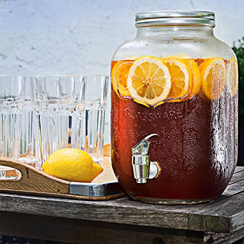 Amethya Glass Beverage Dispenser with Metal Lid (Beverage Dispenser) | Amazon (US)