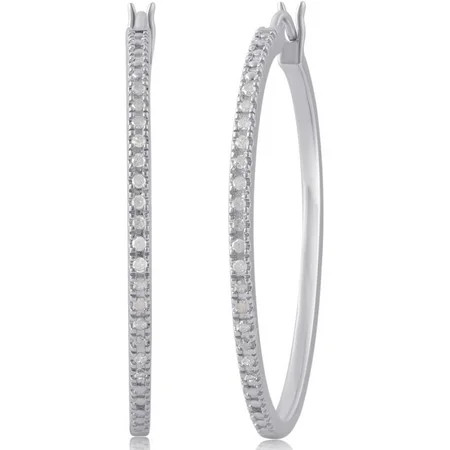 1/4 Carat T.W. Diamond Sterling Silver Hoop Earrings | Walmart (US)
