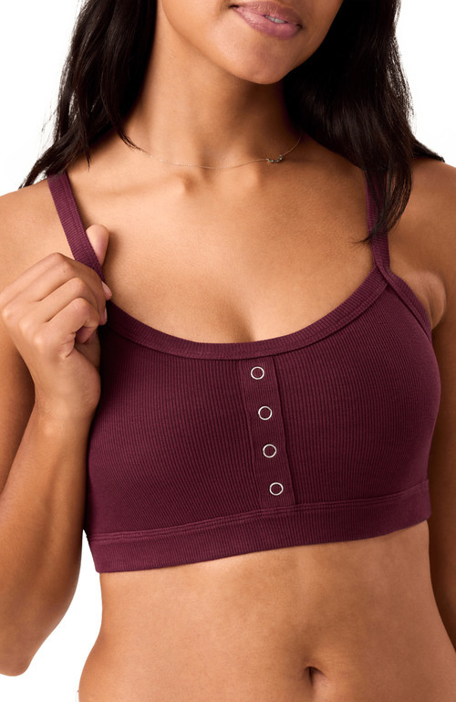 Kindred Bravely Ribbed Pumping Bralette in Deep Burgundy at Nordstrom, Size Large | Nordstrom