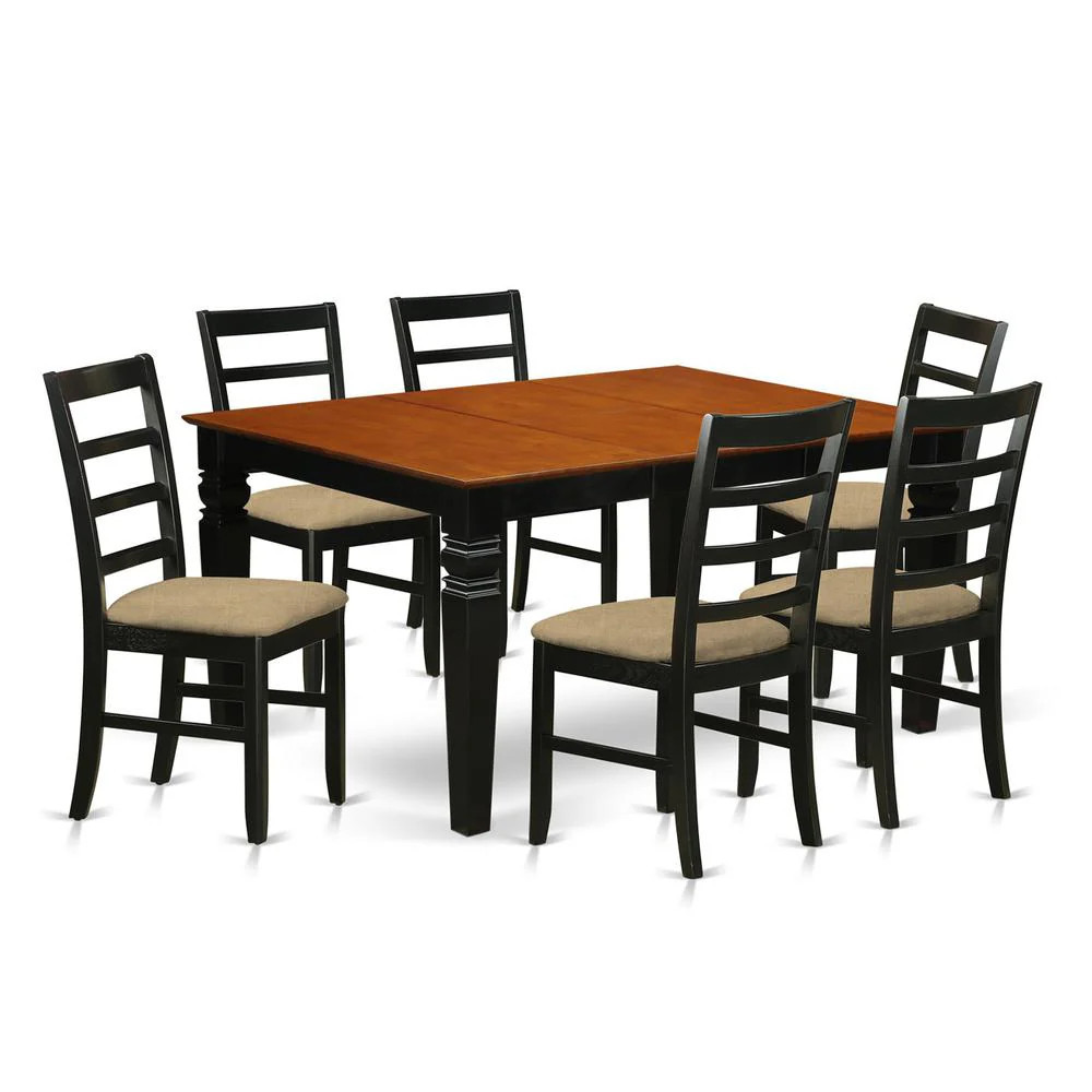 WEPF7-BCH-C 7 Pc Dining set with a Dining Table and 6 Kitchen Chairs in Black | Shop Simon