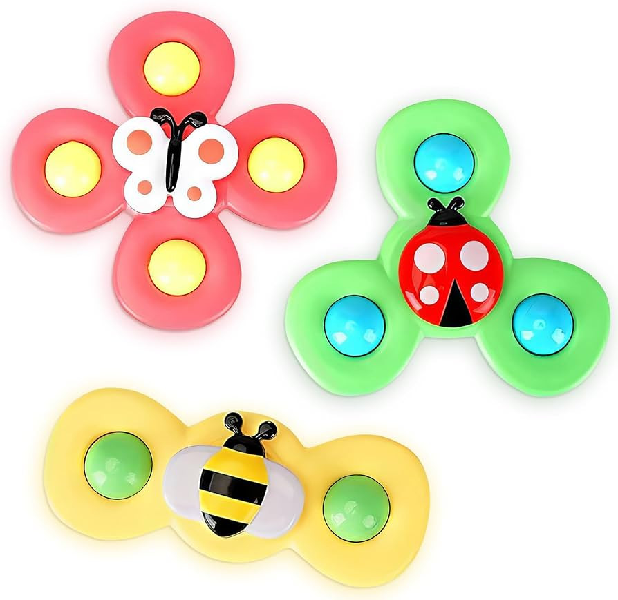 3Pcs Suction Cup Spinner Toy for Baby - Suction Fidget Spinner for Baby Bath Spinning Toy High Ch... | Amazon (US)