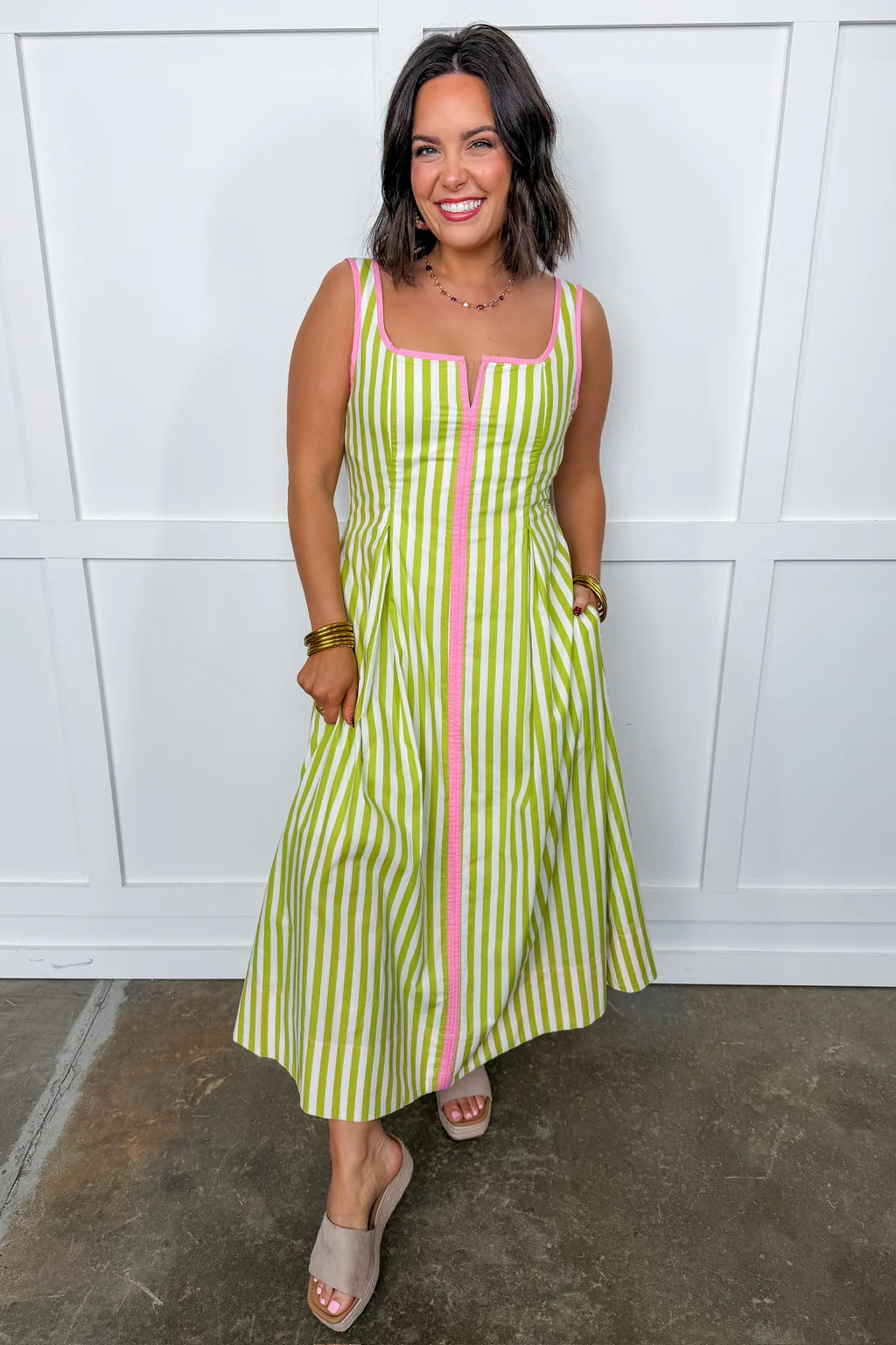 Just Feels Right Stripe Dress in Lime | Jules & James Boutique