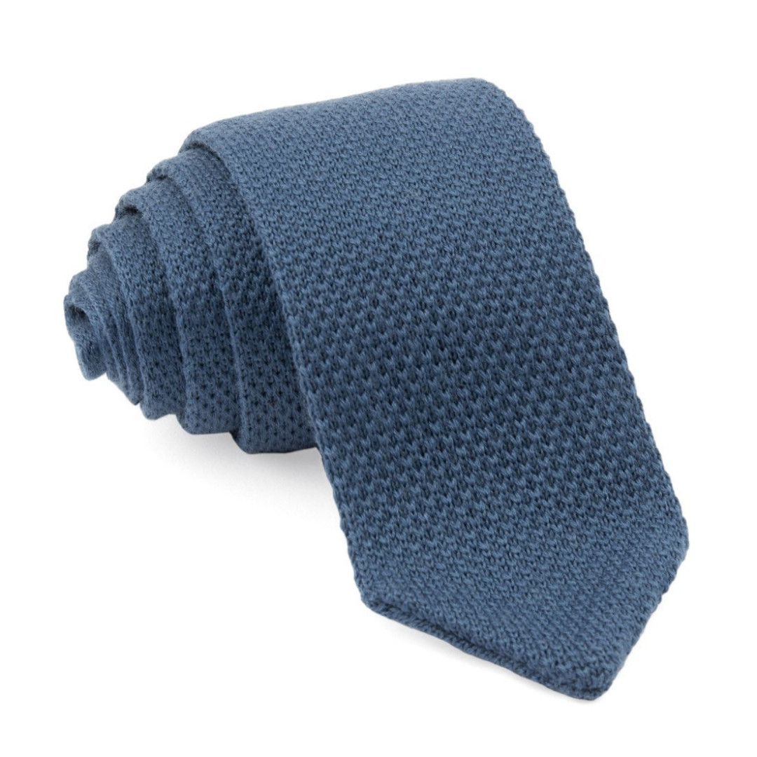Pointed Tip Knit Slate Blue Tie | The Tie Bar