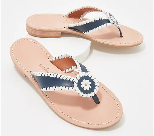 Jack Rogers Leather Thong Sandals - Ro | QVC