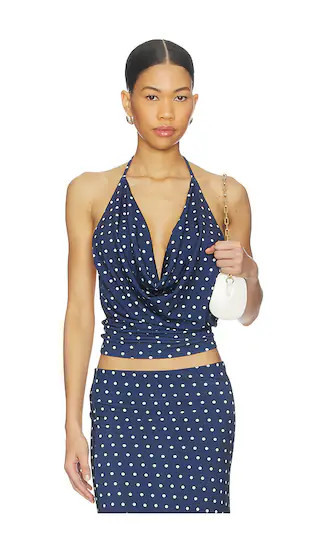 x REVOLVE Elsa Top in Navy & White Dot | Revolve Clothing (Global)