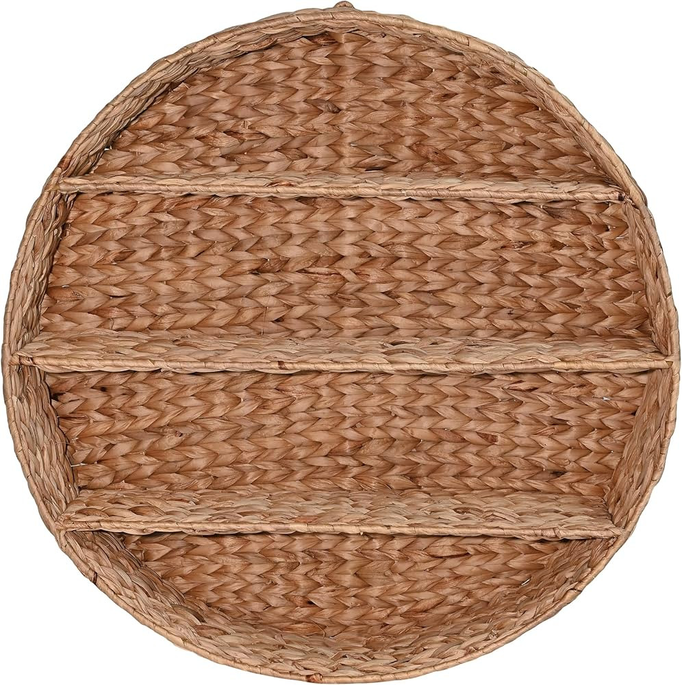 happimess WRK1000A Annulus 24.5" 3-Shelf Circular Handwoven Hyacinth Wall Rack for Entryway, Bedr... | Amazon (US)
