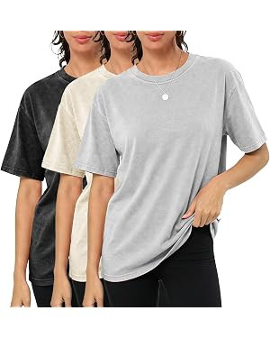 Womens 3 Pack Acid Washed Oversized T Shirts | Amazon (US)