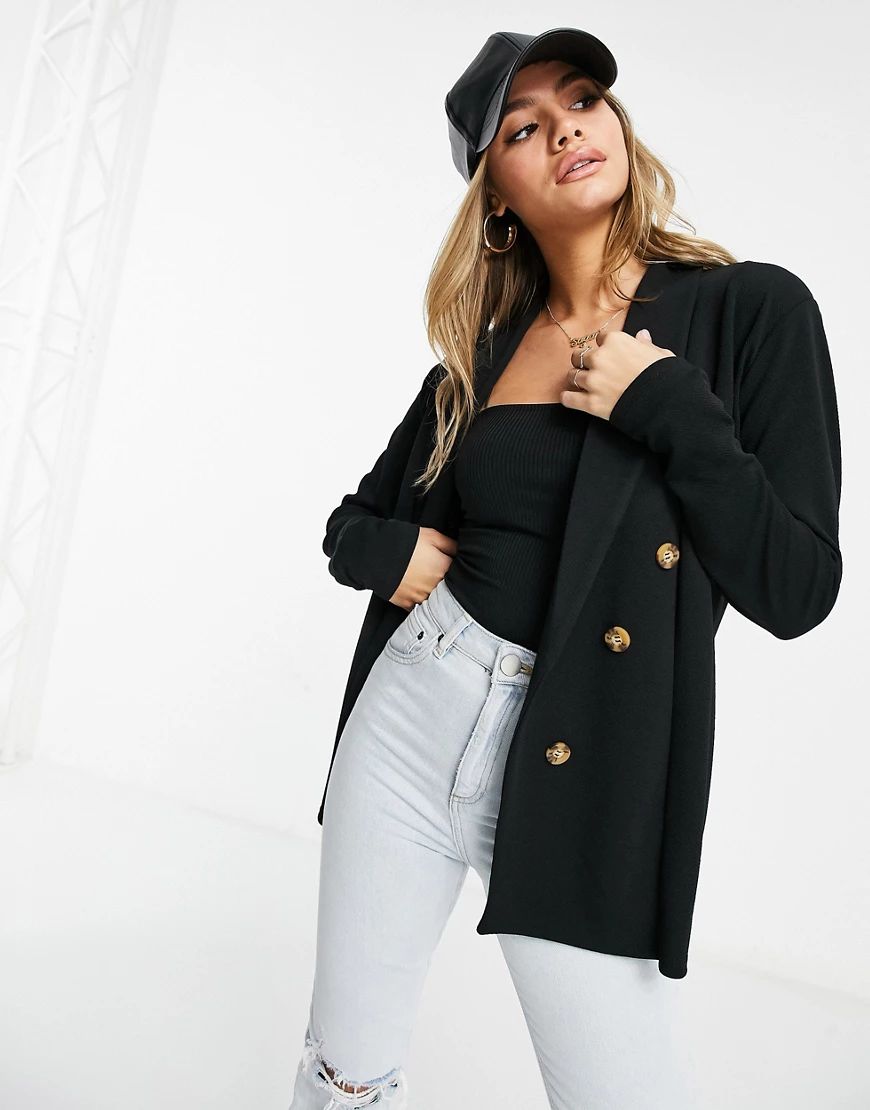 I Saw It First oversized double-breasted blazer in black | ASOS (Global)