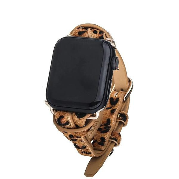 Spotted Safari Animal Print Apple Watch Strap on Gold | Victoria Emerson