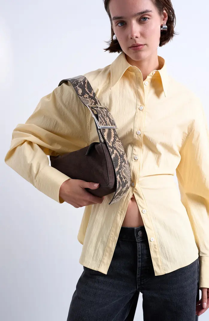 Scarlett Suede & Snake Embossed Leather Shoulder Bag | Nordstrom