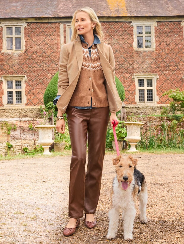 Crewneck Cardigan - Fair Isle Yoke | Talbots