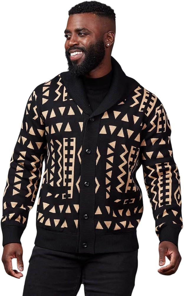 D'IYANU | Aren African Pattern Ankara Men's Sweater | Traditional Culture with Long Sleeves | Tan... | Amazon (US)