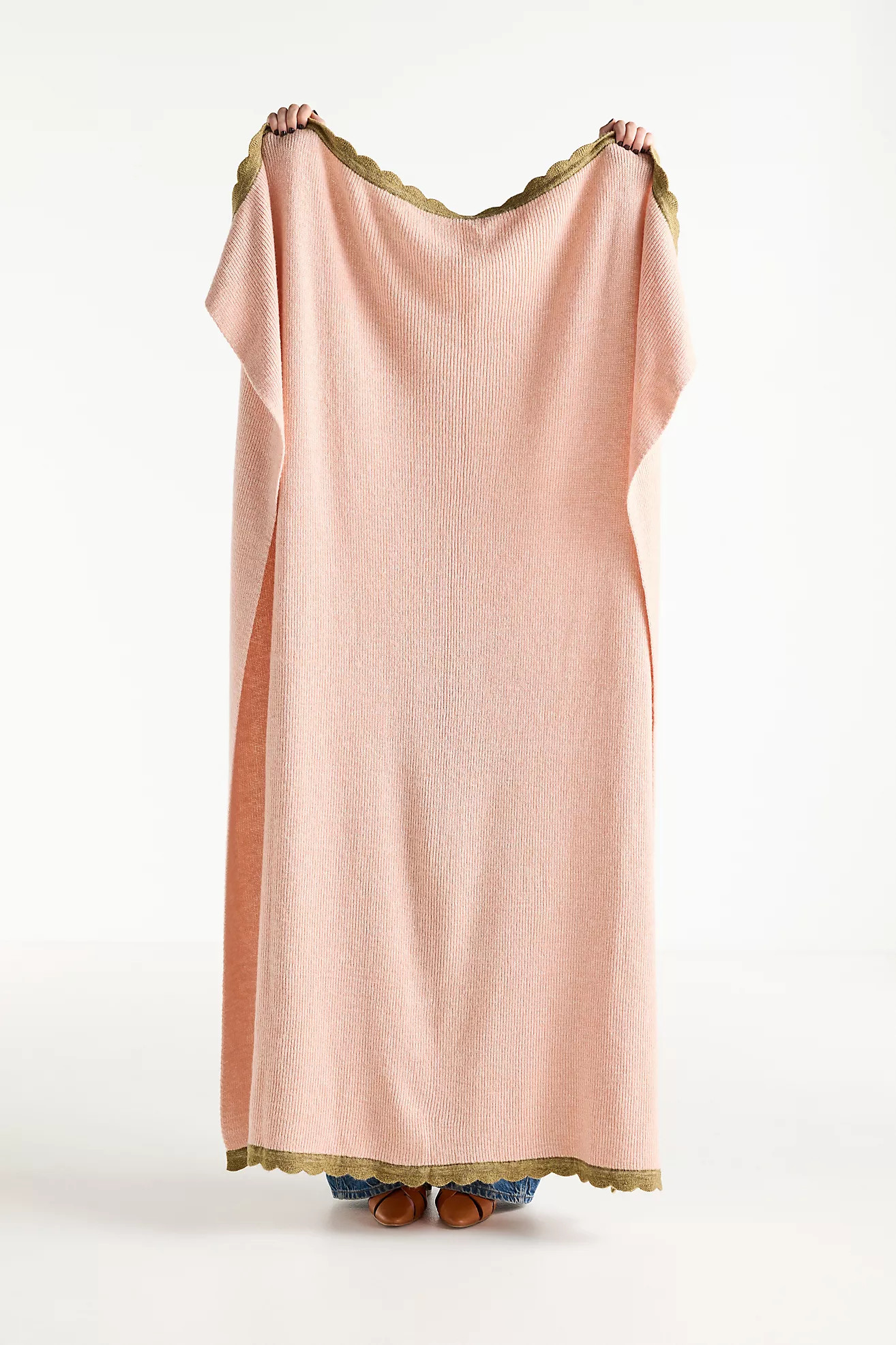 Scalloped Wool Blend Knit Throw Blanket | Anthropologie (US)