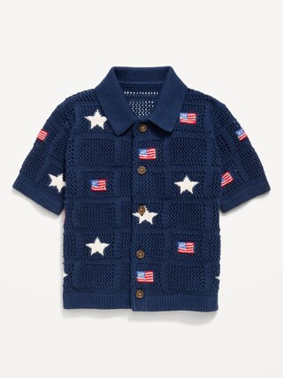 Oversized Short-Sleeve Crochet-Knit Shirt for Toddler Boys | Old Navy (US)
