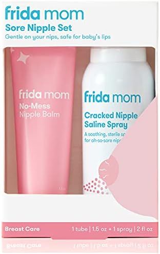 Frida Mom Sore Nipple Set | Cracked Nipple Saline Spray, No-Mess Nipple Cream | 2 Piece Set | Breast | Amazon (US)