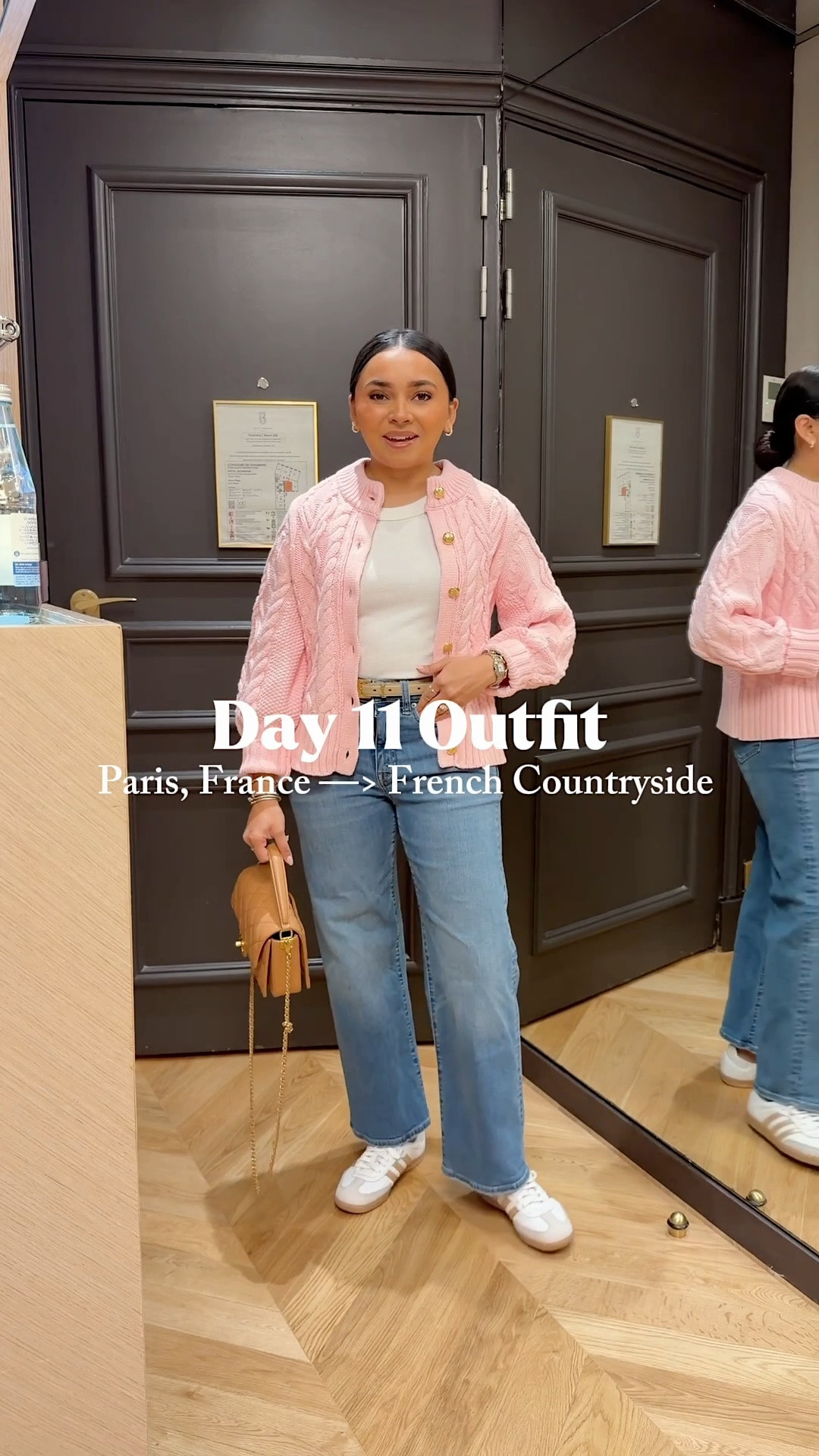 Pink cardigan size xxs TTS 
White tank size xs petite TTS 
Jeans in cobalt wash size 25 regular – sized down, 27” inseam
Sneakers size 6.5 TTS

#LTKPetite #LTKSaleAlert #LTKTravel