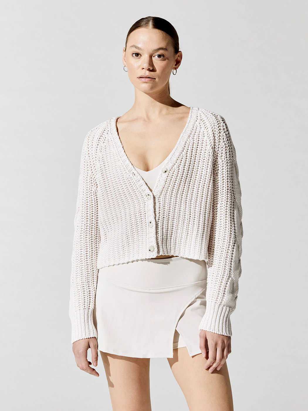 Cardigan With Cable - Bare | Carbon38