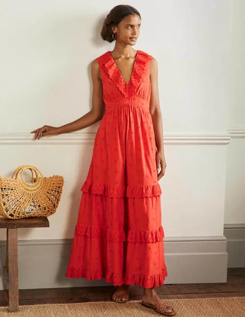 Broderie Ruffle Maxi Dress | Boden (UK & IE)