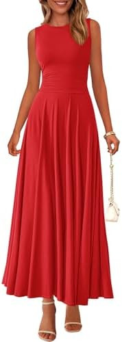 PRETTYGARDEN Womens Summer Dresses 2026 Casual Sleeveless Crewneck Aline Maxi Dress Stretch Tank ... | Amazon (US)