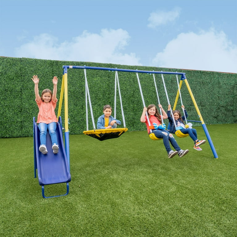 Sportspower Super Flyer Swing Set with 2 Flying Buddies, Saucer Swing, 2 Swings, and Lifetime War... | Walmart (US)