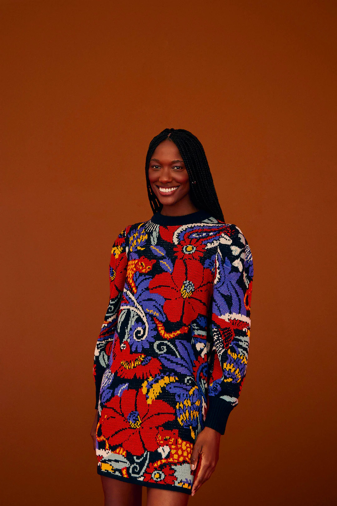 blue vintage forest sweater dress | FarmRio (US)