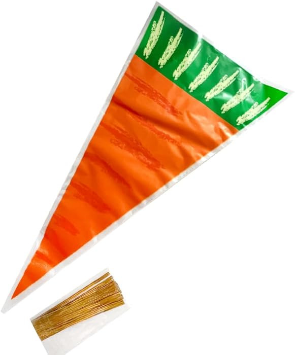50pcs Carrot Shaped Candy Bags Creative Cone Cellophane Bags Easter Triangle Gift Bags with Twist... | Amazon (US)