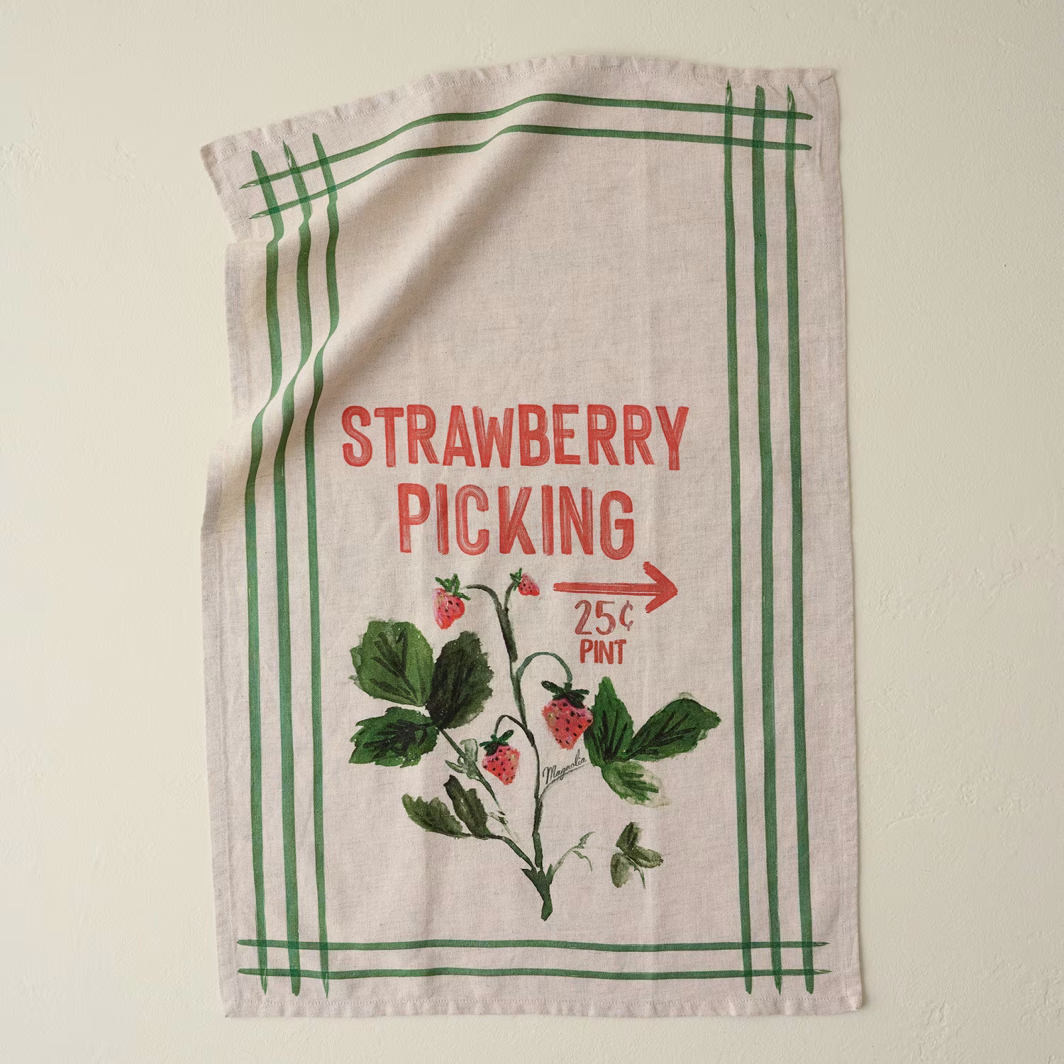 Magnolia Strawberry Picking Tea Towel | Magnolia