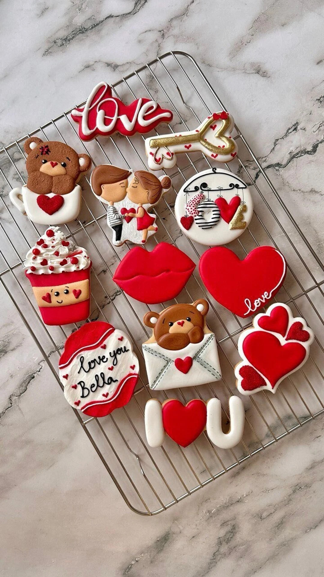 Valentine Sugar Cookies Natural Organic Love Couple Sets 2 4 12 Royal Icing Healthy Boyfriend Gir... | Etsy (US)