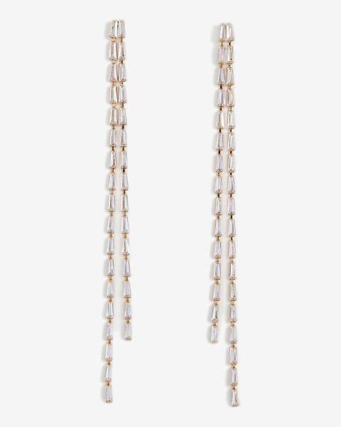 Rhinestone Baguette Linear Drop Earrings | Express