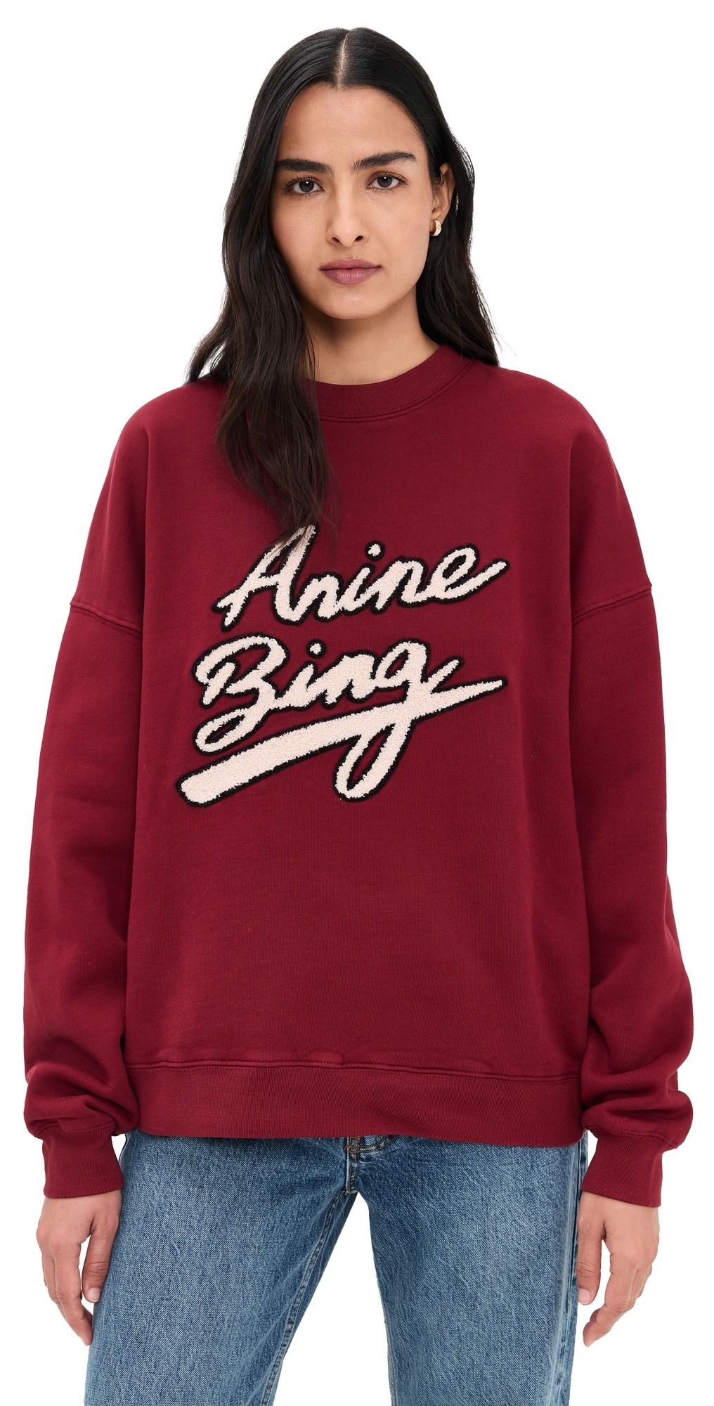 ANINE BING Miles Chenille Signature Sweatshirt Cabernet L | Shopbop