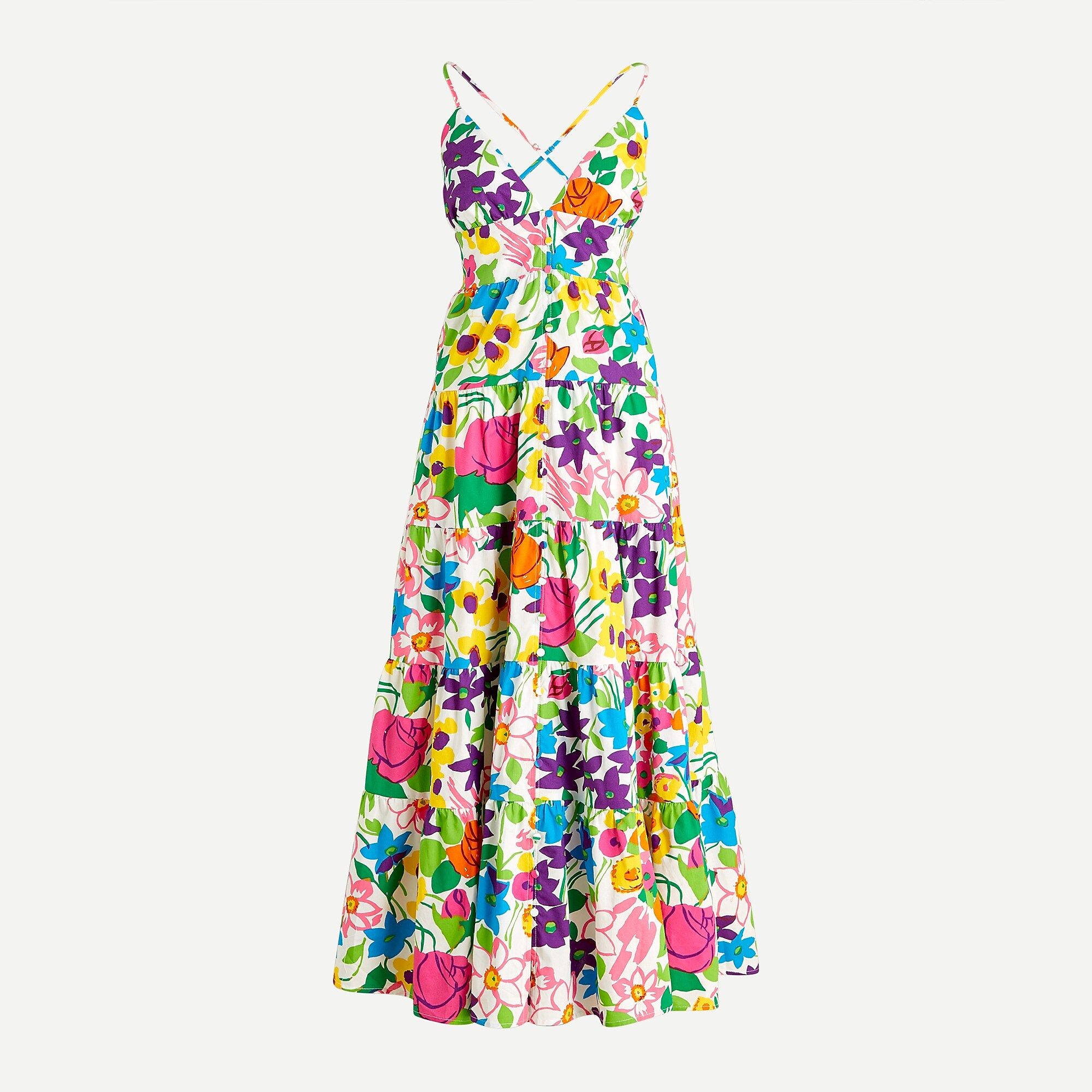 Cotton-poplin button-up dress in vibrant garden | J.Crew US