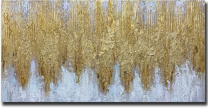 Tiancheng Art 24x48 inch 100% Hand-Painted Oil Painting golden Wall Art Pieces Framed Canvas Pain... | Amazon (US)