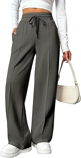 PINSPARK Wide Leg Sweatpants Women High Waisted Baggy Sweat Pants Elastic Elevated Seams Loose Ac... | Amazon (US)