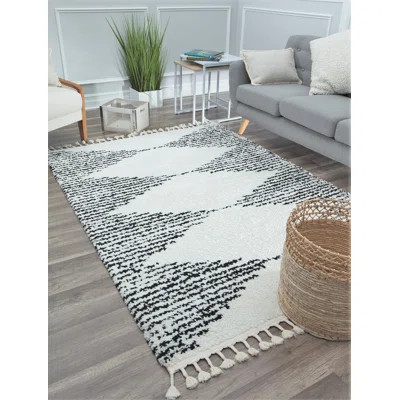 Qi Power Loom White/Black Rug Rug Size: Rectangle 8' x 10' | Wayfair North America