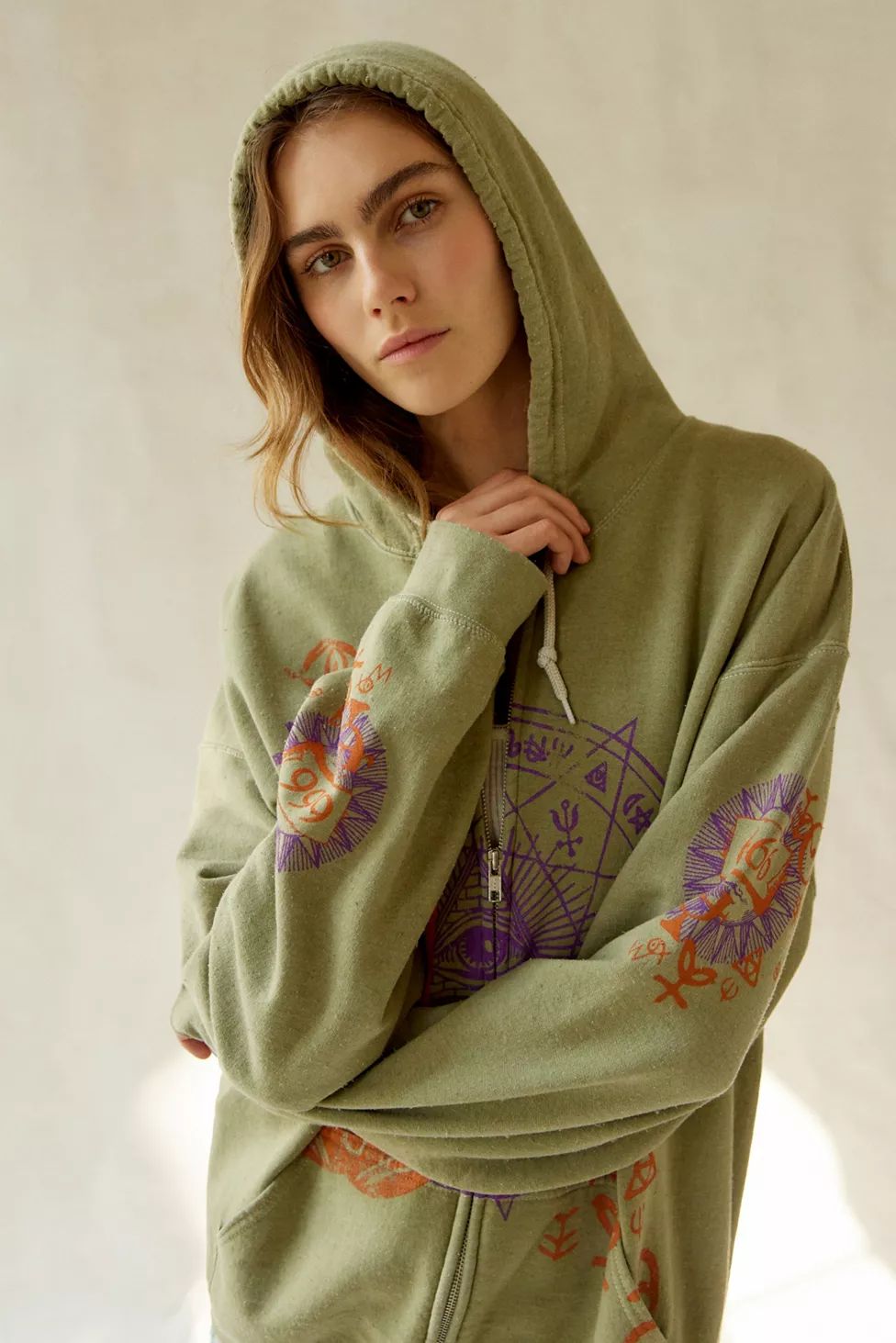 Eyes Open Oversized Zip-Up Hoodie Sweatshirt | Urban Outfitters (US and RoW)