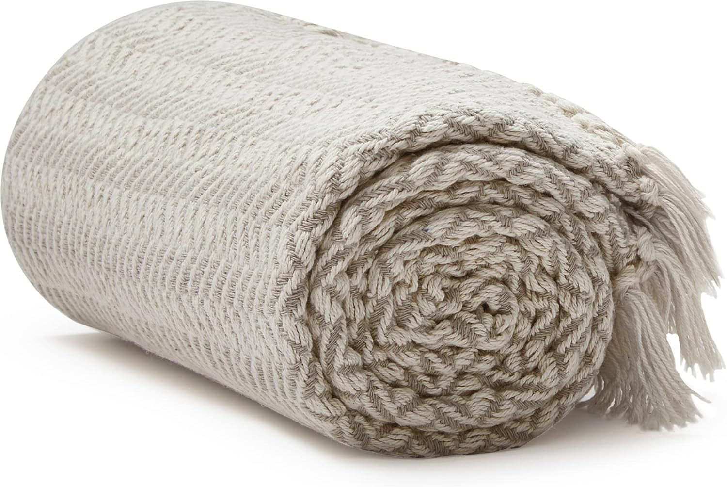 Americanflat 100% Cotton Throw Blanket for Couch - 50x60 Zigzag Cream Beige Throw Blanket for Bed... | Amazon (US)