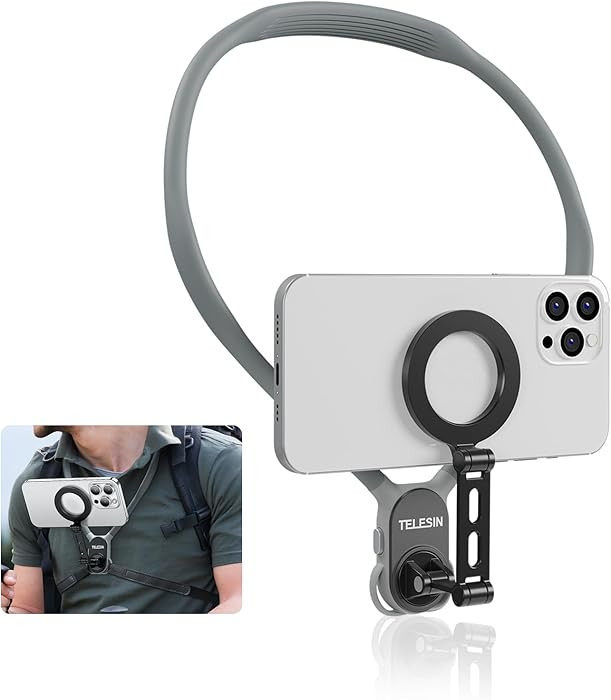 BRDRC Neck Phone Holder Mount (with Anti-Vibration Chest Strap), POV/Vlog Magnetic Selfie Mount f... | Amazon (US)