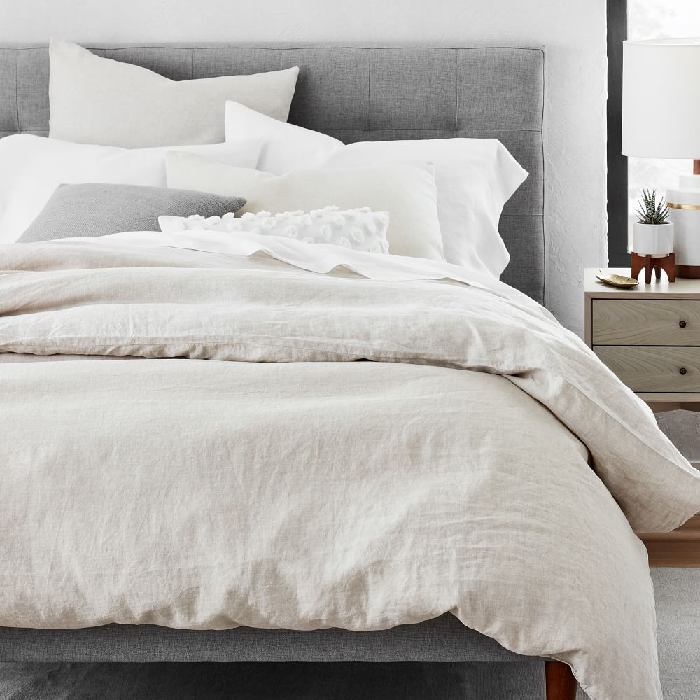 European Flax Linen Duvet, Full/Queen, Slate Melange | West Elm (US)