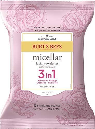 Face Wipes, Burt's Bees Facial Cleansing, Makeup Remover Towelettes with Rose Water, 3 in 1 Hydra... | Amazon (US)