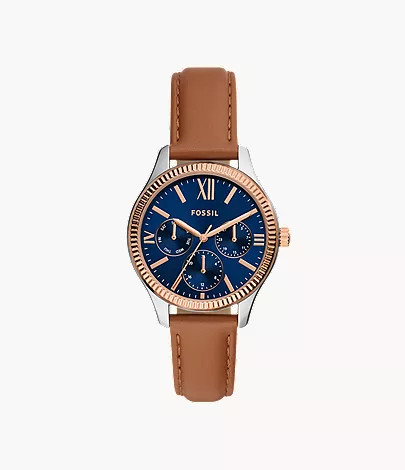 Rye Multifunction Brown Leather Watch | Fossil (US)